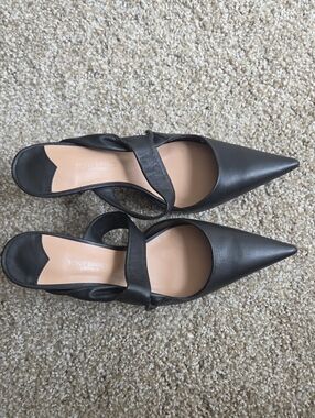 Tony Bianco Black Pointed Mary Jane Mule with Strap